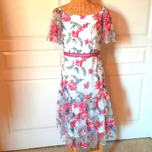 JAX Black Label Ivory Embroidered Dress